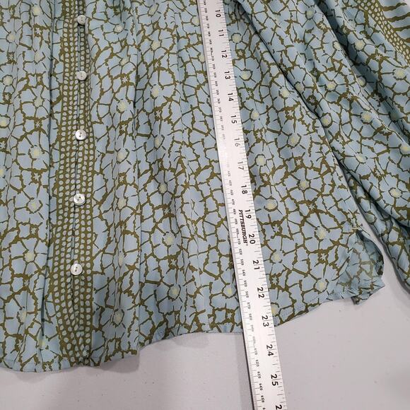 Omika Blouse Womens XS Blue Green Boho Peasant Button Front Modal Long Sleeve - Picture 5 of 9